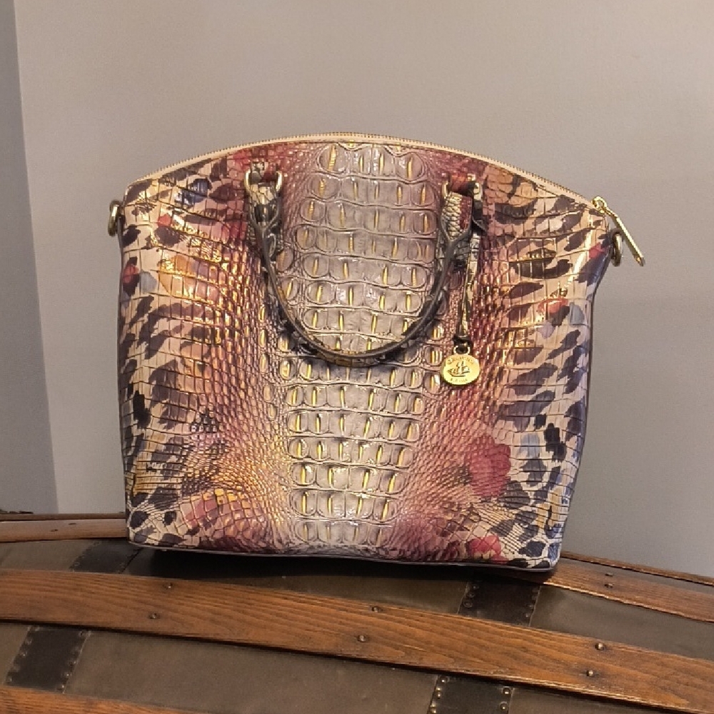 Brahmin Large Duxbury Satchel, Elegant Multicolor Designer Handbag Purse